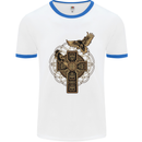 Odins Celtic Raven Viking Thor Ragnar Norse Mens White Ringer T-Shirt White/Royal Blue