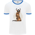 Funny Viking Cat The Vanquisher Mens White Ringer T-Shirt White/Royal Blue