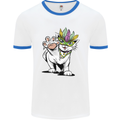 Mardi Gras Festival Cat Mens White Ringer T-Shirt White/Royal Blue