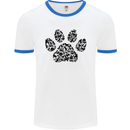 Dog Paw Print Word Art Mens White Ringer T-Shirt White/Royal Blue
