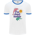 I'm Dead Inside Dolphins Sunrise Mens White Ringer T-Shirt White/Royal Blue