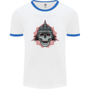 Pickelhaube Skull Prussian Helmet Biker Mens White Ringer T-Shirt White/Royal Blue
