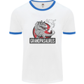 Grandpa Grandpasaurus Grandparent's Day Mens White Ringer T-Shirt White/Royal Blue