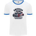 American Hot Rod Hotrod Enthusiast Car Mens White Ringer T-Shirt White/Royal Blue