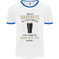 Hellow Darkness My Old Friend Funny Alcohol Mens White Ringer T-Shirt White/Royal Blue