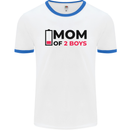 Mom of Two Boys Funny Mother's Day Mens White Ringer T-Shirt White/Royal Blue