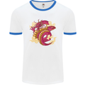 A Chinese Dragon Mens White Ringer T-Shirt White/Royal Blue