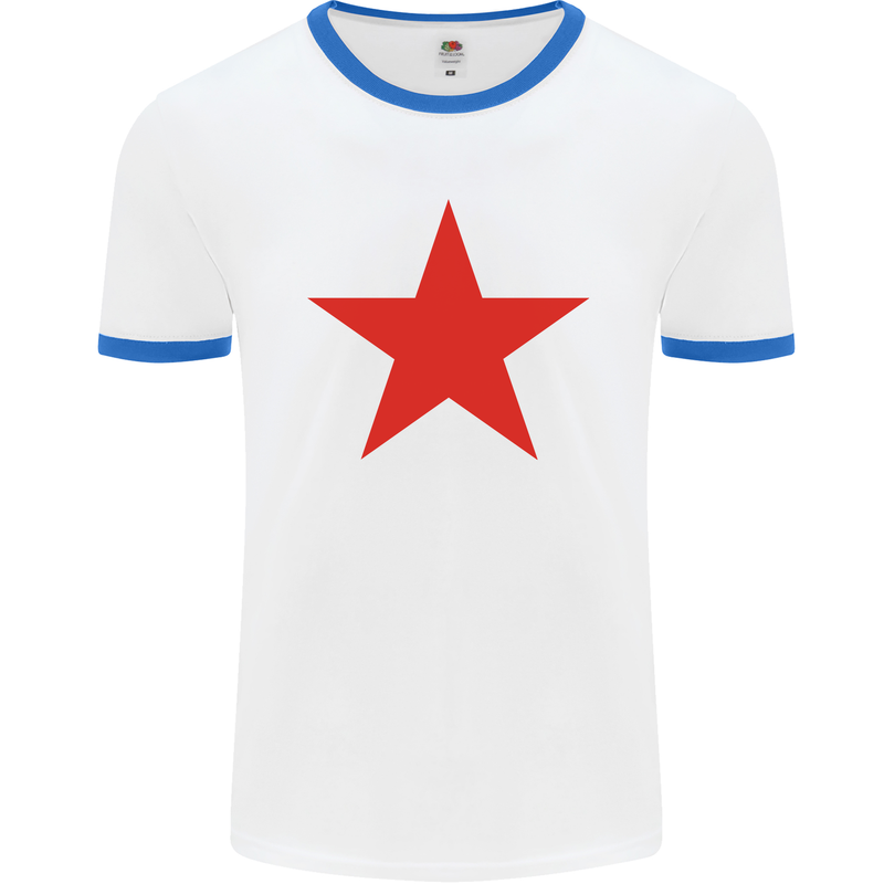 Red Star Army As Worn by Mens White Ringer T-Shirt White/Royal Blue