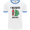 T-Rex Hates Boxing Funny Boxer MMA Sport Mens White Ringer T-Shirt White/Royal Blue