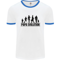 Papa Evolution Fathers Day Mens White Ringer T-Shirt White/Royal Blue