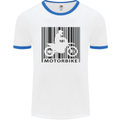 Motorbike Barcode Biker Motorcycle Mens White Ringer T-Shirt White/Royal Blue