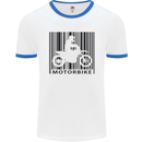 Motorbike Barcode Biker Motorcycle Mens White Ringer T-Shirt White/Royal Blue