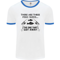 Three Fish Sizes Funny Fishing Fisherman Mens White Ringer T-Shirt White/Royal Blue