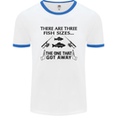Three Fish Sizes Funny Fishing Fisherman Mens White Ringer T-Shirt White/Royal Blue