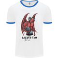 Satan's Gym Bodybuilding Training Top Mens White Ringer T-Shirt White/Royal Blue