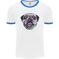 A Pug Face Dog Mens Ringer T-Shirt White/Royal Blue