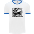 Beer with Your Lunch Funny Alcohol Mens White Ringer T-Shirt White/Royal Blue