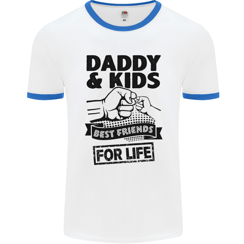 Daddy & Kids Best Friends Father's Day Mens White Ringer T-Shirt White/Royal Blue