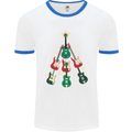 Funny Christmas Guitar Tree Rock Music Mens White Ringer T-Shirt White/Royal Blue