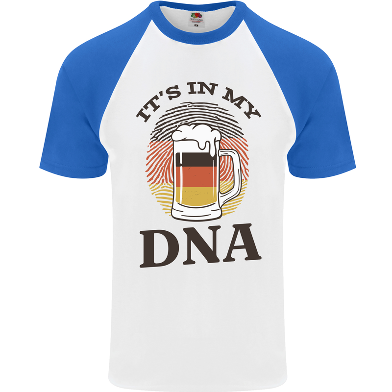 German Beer It's in My DNA Funny Germany Mens S/S Baseball T-Shirt White/Royal Blue