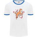 Chinese Zodiac Shengxiao Year of the Dog Mens White Ringer T-Shirt White/Royal Blue