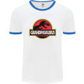 Grandpasaurus Funny Grandpa Grandad Mens White Ringer T-Shirt White/Royal Blue