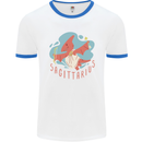 Sagittarius Dinosaur Pterosaurs Star Sign Mens Ringer T-Shirt White/Royal Blue