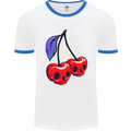 Cherry Skulls Mens White Ringer T-Shirt White/Royal Blue