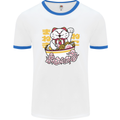 Ramen Lucky Cat Mens White Ringer T-Shirt White/Royal Blue