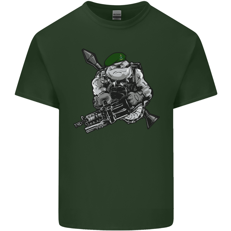 Royal Marine Bulldog Commando Soldier Mens Cotton T-Shirt Tee Top Forest Green