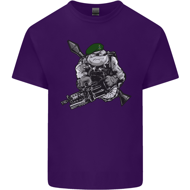 Royal Marine Bulldog Commando Soldier Mens Cotton T-Shirt Tee Top Purple