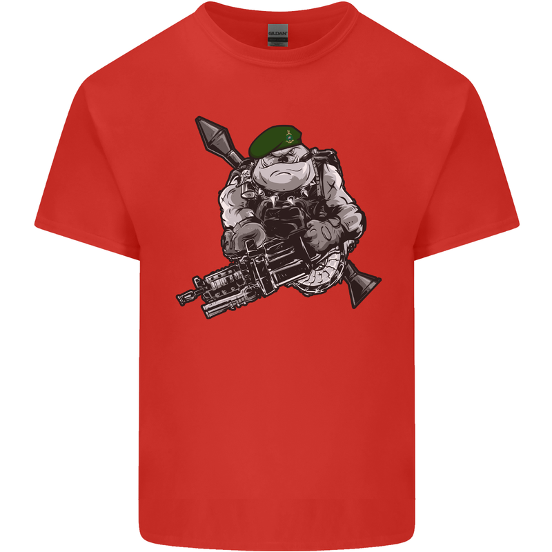 Royal Marine Bulldog Commando Soldier Mens Cotton T-Shirt Tee Top Red