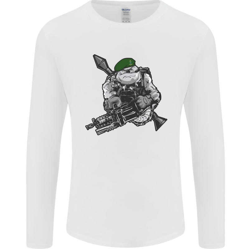 Royal Marine Bulldog Commando Soldier Mens Long Sleeve T-Shirt White