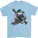 Royal Marine Bulldog Commando Soldier Mens T-Shirt Cotton Gildan Light Blue