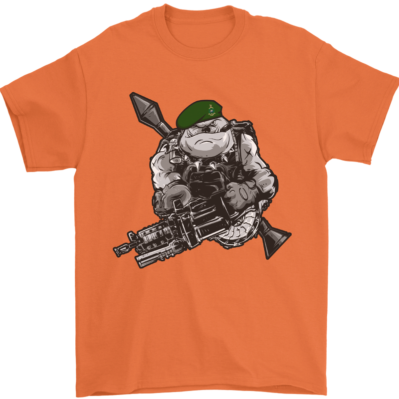 Royal Marine Bulldog Commando Soldier Mens T-Shirt Cotton Gildan Orange