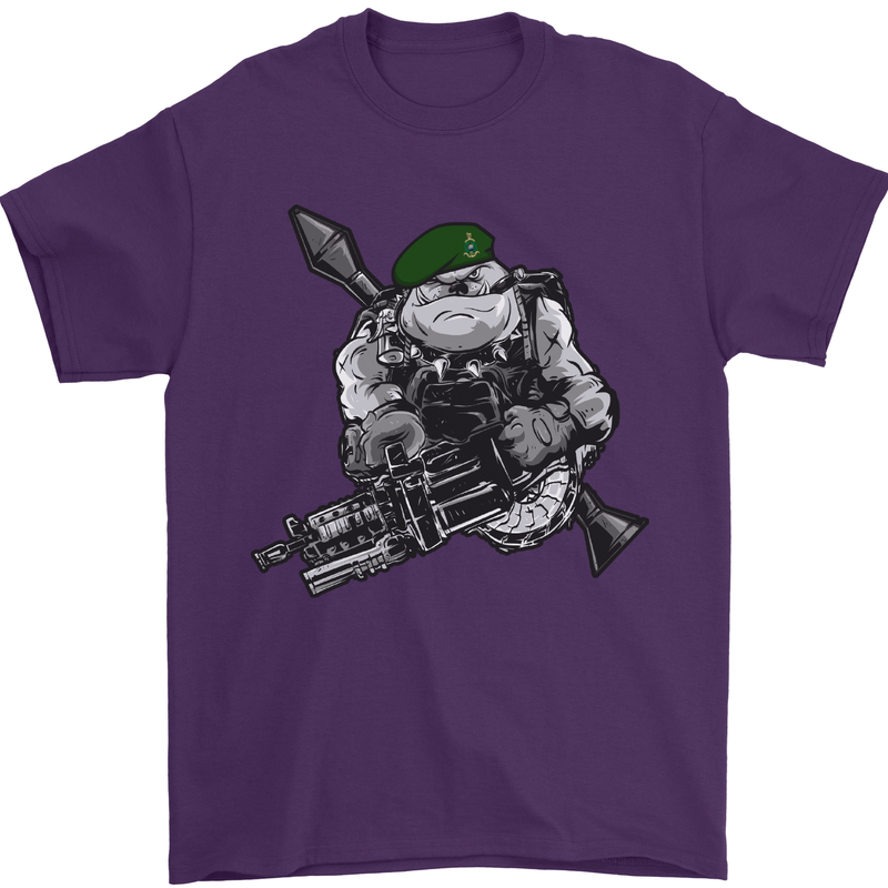 Royal Marine Bulldog Commando Soldier Mens T-Shirt Cotton Gildan Purple
