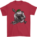 Royal Marine Bulldog Commando Soldier Mens T-Shirt Cotton Gildan Red