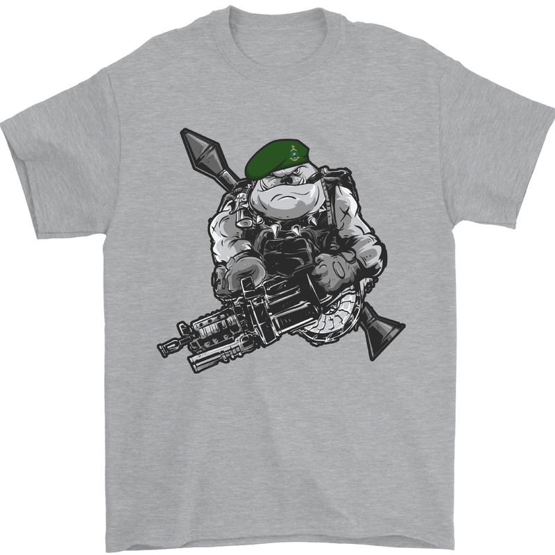 Royal Marine Bulldog Commando Soldier Mens T-Shirt Cotton Gildan Sports Grey