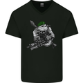 Royal Marine Bulldog Commando Soldier Mens V-Neck Cotton T-Shirt Black