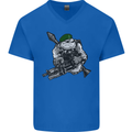 Royal Marine Bulldog Commando Soldier Mens V-Neck Cotton T-Shirt Royal Blue