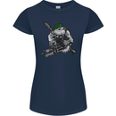 Royal Marine Bulldog Commando Soldier Womens Petite Cut T-Shirt Navy Blue
