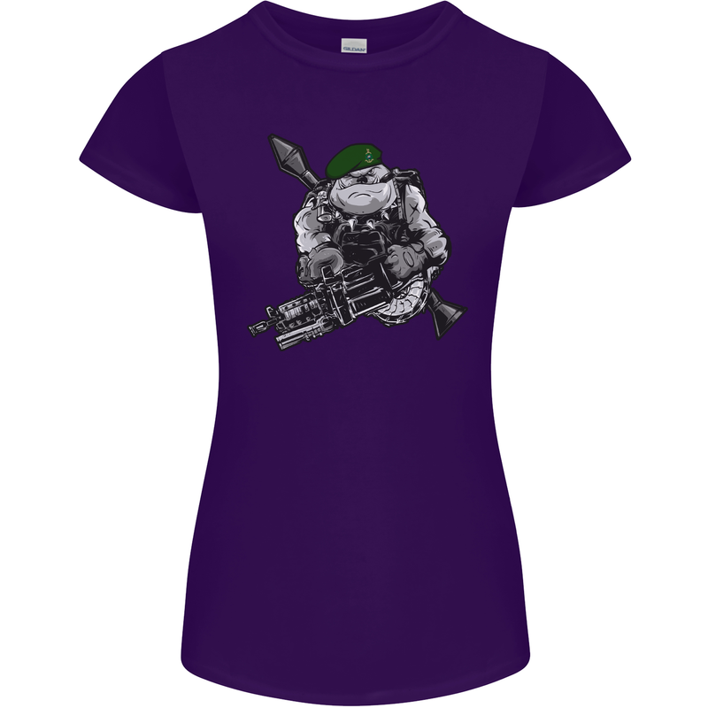 Royal Marine Bulldog Commando Soldier Womens Petite Cut T-Shirt Purple