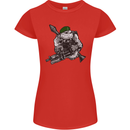 Royal Marine Bulldog Commando Soldier Womens Petite Cut T-Shirt Red