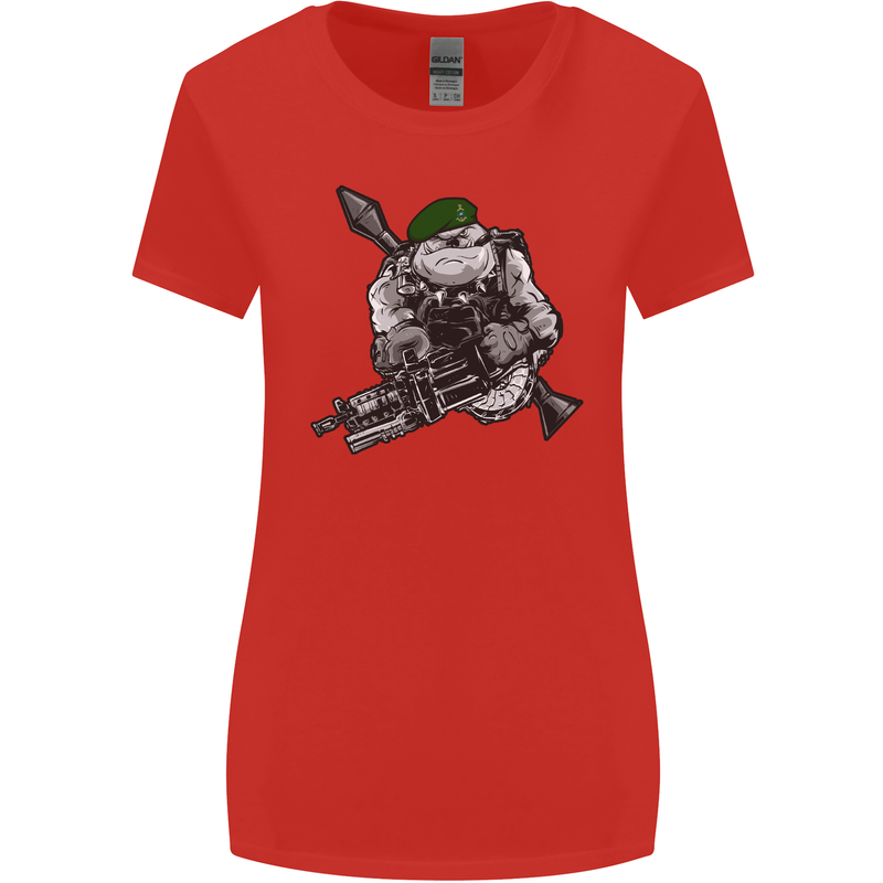 Royal Marine Bulldog Commando Soldier Womens Wider Cut T-Shirt Red