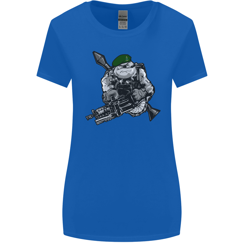 Royal Marine Bulldog Commando Soldier Womens Wider Cut T-Shirt Royal Blue