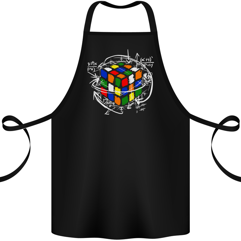 Rubix Cube Equation Funny Puzzle Enigma Cotton Apron 100% Organic Black