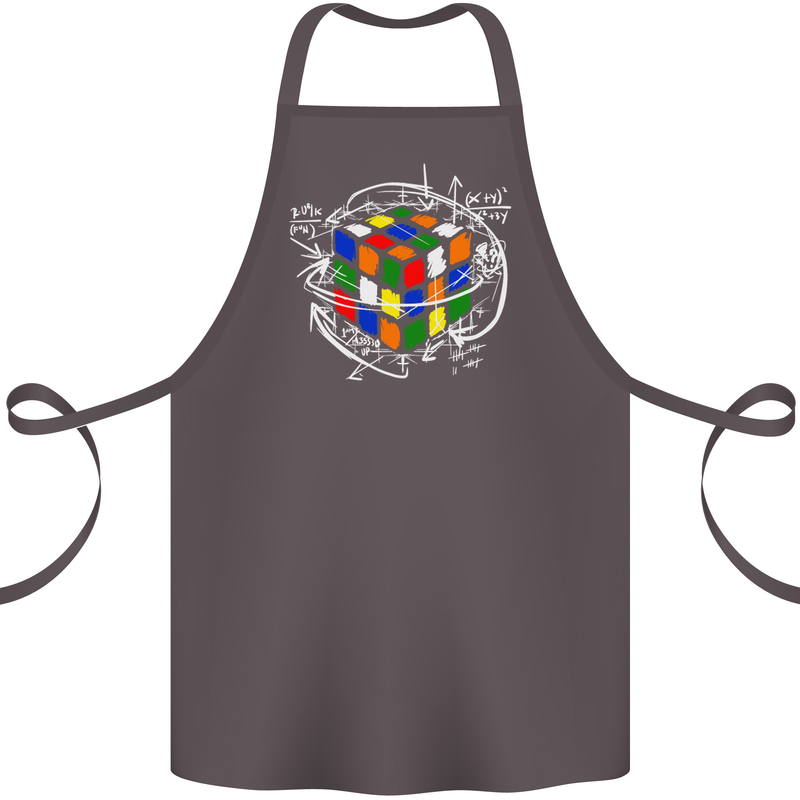 Rubix Cube Equation Funny Puzzle Enigma Cotton Apron 100% Organic Dark Grey