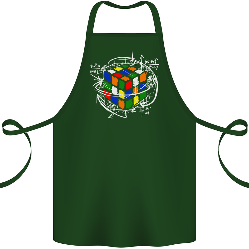 Rubix Cube Equation Funny Puzzle Enigma Cotton Apron 100% Organic Forest Green