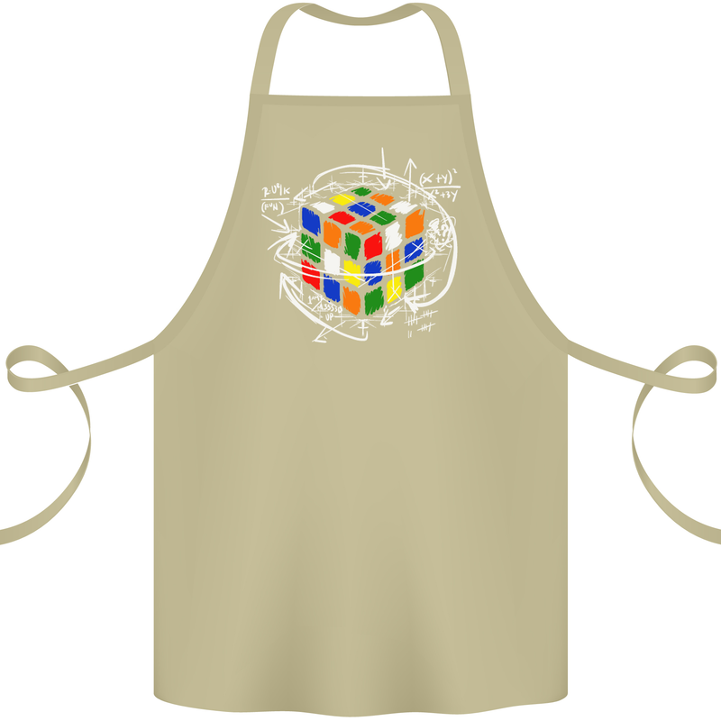 Rubix Cube Equation Funny Puzzle Enigma Cotton Apron 100% Organic Khaki