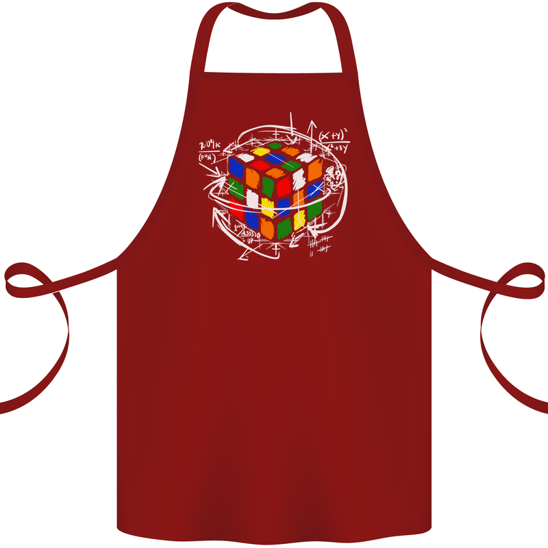 Rubix Cube Equation Funny Puzzle Enigma Cotton Apron 100% Organic Maroon